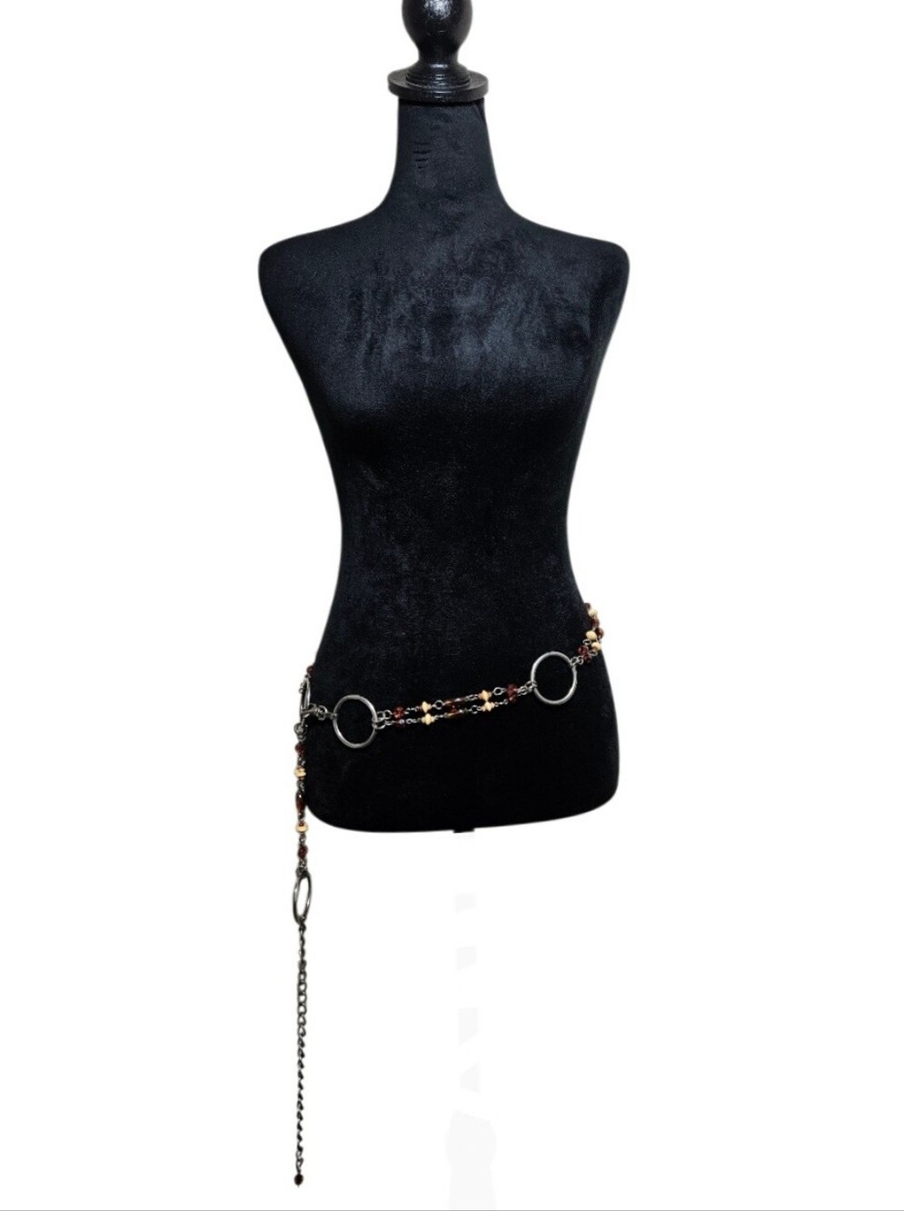 Y2K Style Bohemian Beaded O-Ring Chain Link Waist Belt One Size